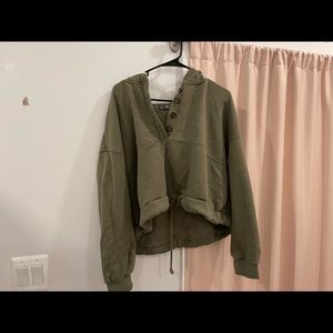cropped green sweatshirt